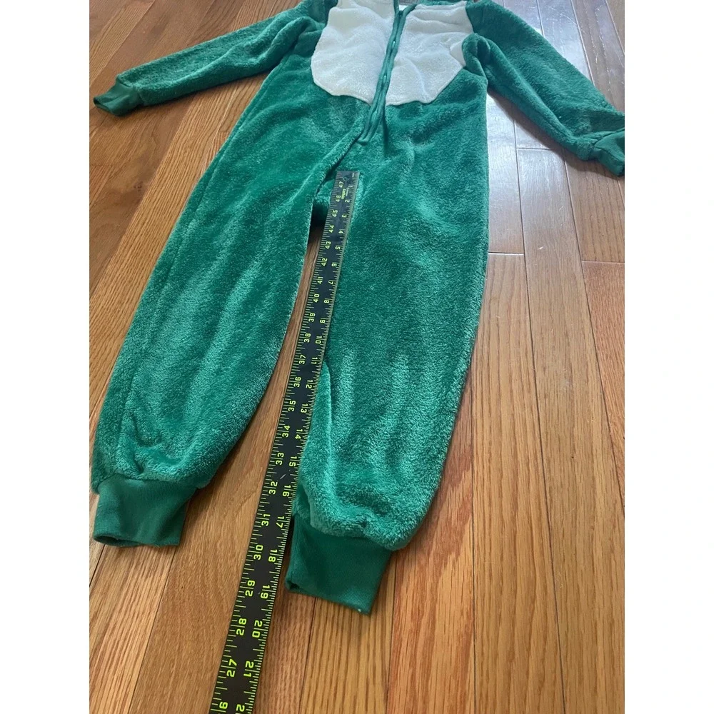 Gymboree Kids Green Dinosaur Fleece Hooded One Piece Sleeper Pjs/ costume size S